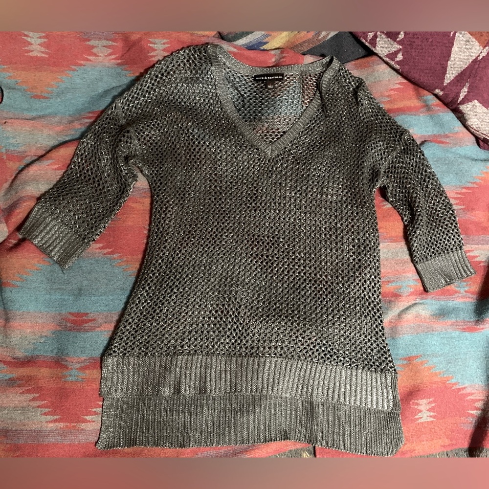 Rock & Republic / grey skull sweater / L